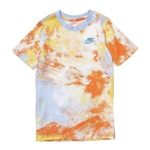 Nike Tee Paint Splatter Tie Dye T-Shirt Boys Youth Size M Blue Yellow Orange